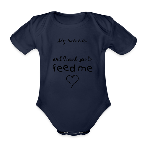 Organic Short-sleeved Baby Bodysuit - dark navy