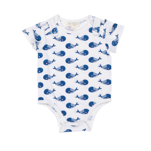 Eleganter Kurzarm-Body + Lätzchen - Blauwal