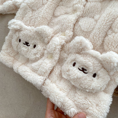 Baby Little Bear Plüsch Strickjacke Combo mit lange Hosen Winter