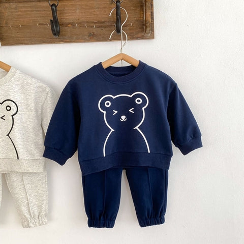 Kleinkind Freizeitkleidung mit niedliche Bären Grafik Hoodie Sets