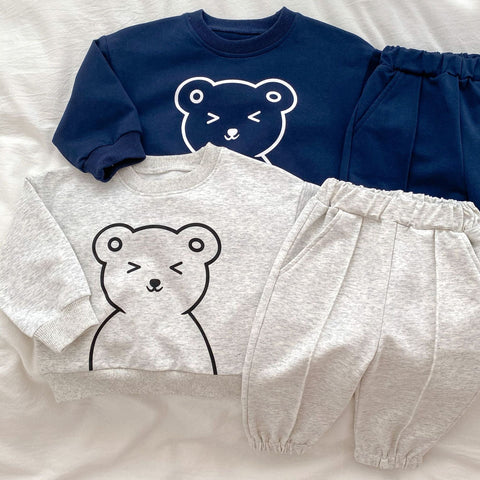 Kleinkind Freizeitkleidung mit niedliche Bären Grafik Hoodie Sets