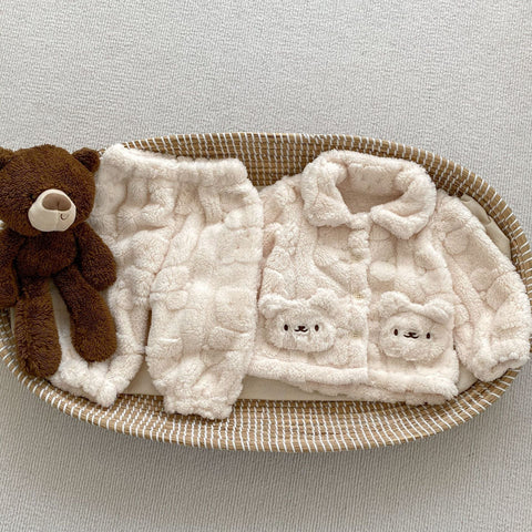 Baby Little Bear Plüsch Strickjacke Combo mit lange Hosen Winter