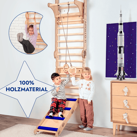 Apollo Schwedische Wand / Kletterleiter fรผr kleine Astronauten + Mondschaukel-Set + Rutschbrett-1