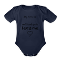 Organic Short-sleeved Baby Bodysuit - dark navy