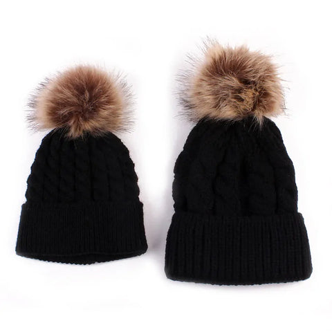 Wintermütze für Mutter und Baby