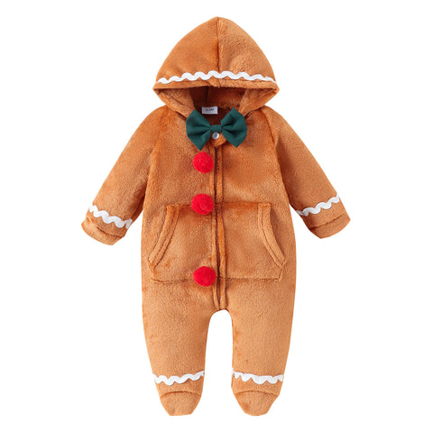 Baby Weihnacht Lebkuchen Strampler mit Kapuze