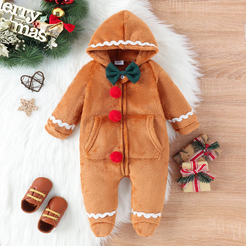 Baby Weihnacht Lebkuchen Strampler mit Kapuze