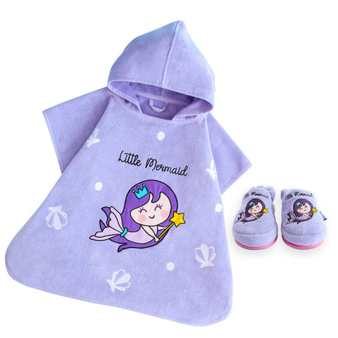 Milk&Moo Poncho und Hausschuhe Set Lila