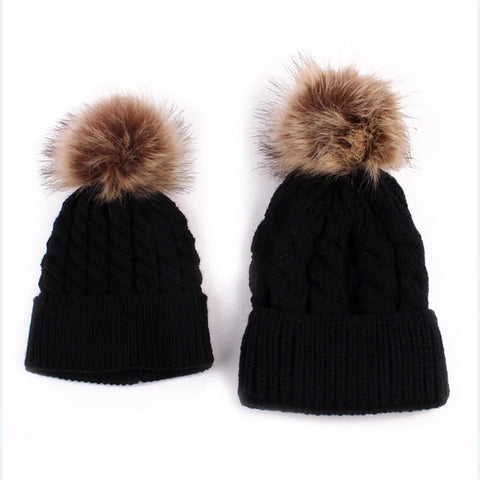 Wintermütze für Mutter und Baby