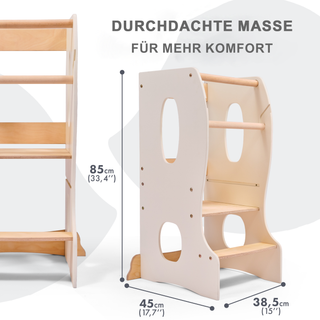 Stabiler Montessori Lernturm: Mitwachsender Kinderstuhl aus Holz – Bild 5