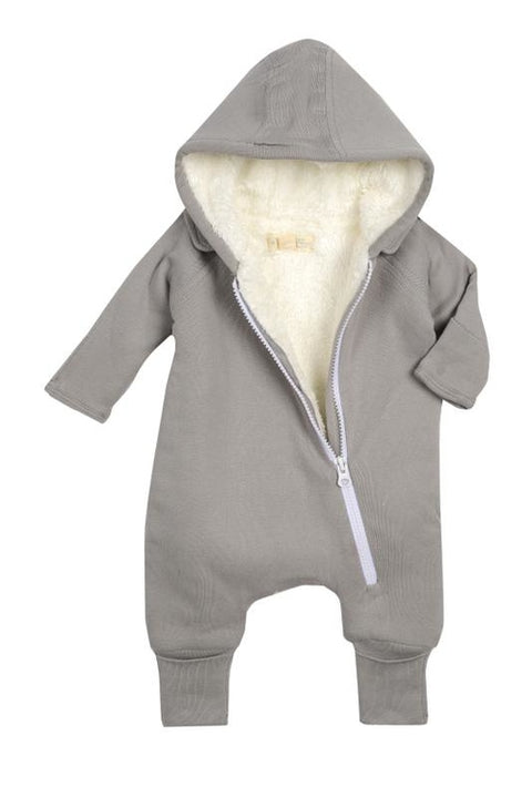 Kuscheliger Overall + Lätzchen - Grau