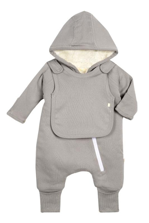 Kuscheliger Overall + Lätzchen - Grau