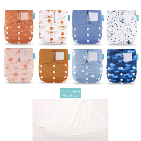 8-teiliges Happy Flute New OS Pocket verstellbares Windelset