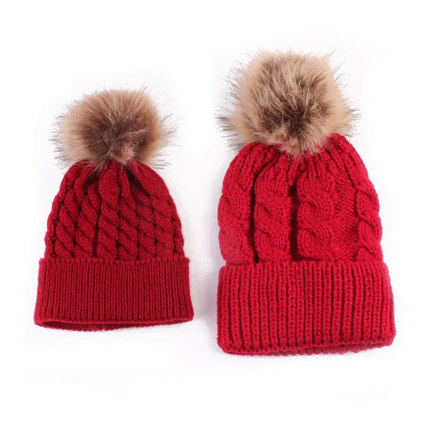 Wintermütze für Mutter und Baby
