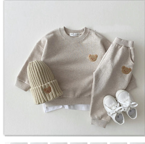 Baby Langarm Bär Sweatshirt Süße Lavendel Baumwolle