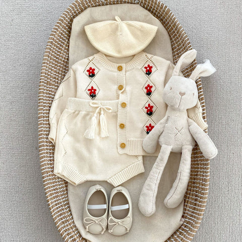 Hochwertige handgefertigte Kleid Sets für Babys Blumen Design