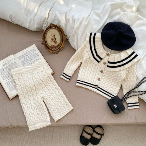 Hochwertige handgefertigte Kleid Sets für Babys Khaki - Schwarz