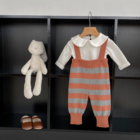 Herbst Neugeborenen Gestreiften Overalls Combo Blusen und Hosen Sets
