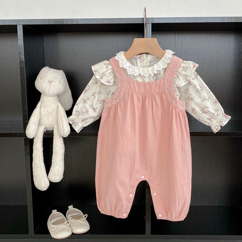 Herbst Neugeborenen Gestreiften Overalls Combo Blusen und Hosen Sets Pink