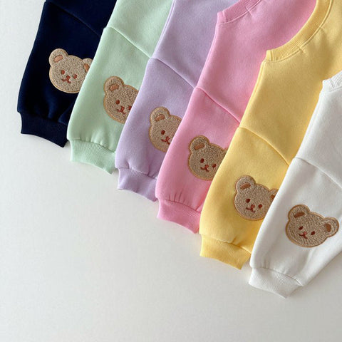 Baby - Kinder Unisex Casual mit Teddybär Muster und Lange Ärmel