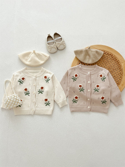Baby - Kinder Mädchen Pullover mit Blumen