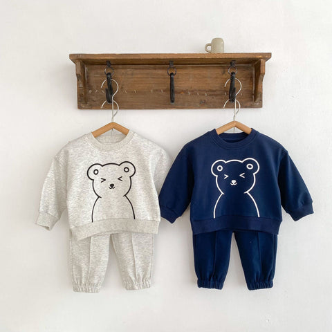 Kleinkind Freizeitkleidung mit niedliche Bären Grafik Hoodie Sets