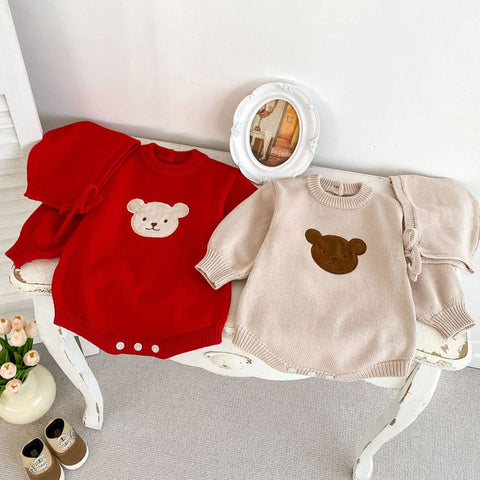 Baby Schlafanzug - Unisex mit Teddybär Design und lange Ärmel