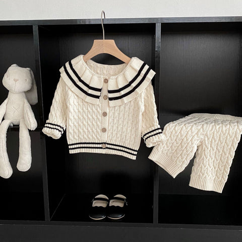 Hochwertige handgefertigte Kleid Sets für Babys Khaki - Schwarz