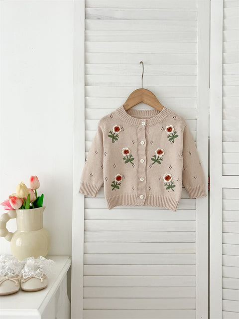 Baby - Kinder Mädchen Pullover mit Blumen
