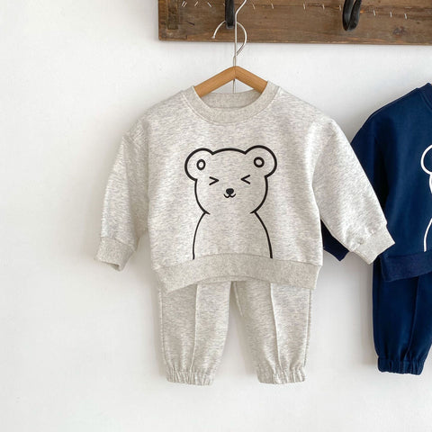 Kleinkind Freizeitkleidung mit niedliche Bären Grafik Hoodie Sets