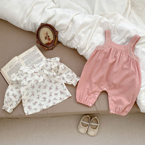 Herbst Neugeborenen Gestreiften Overalls Combo Blusen und Hosen Sets Pink