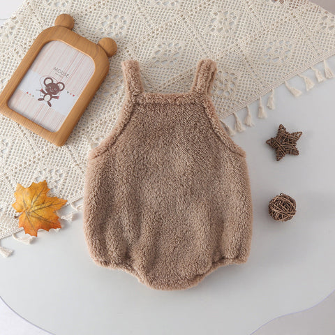 Einfarbiger Babykleid mit Cartoon Bär Muster aus Baumwolle