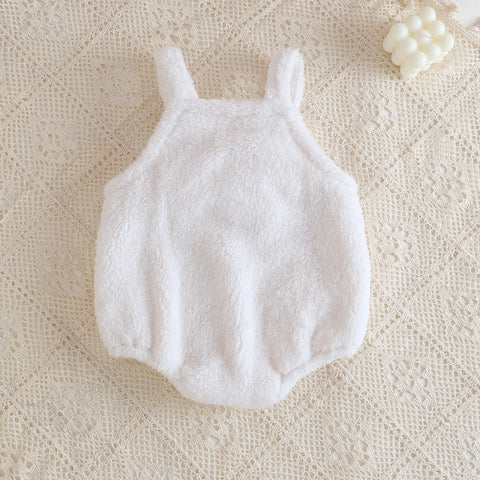 Einfarbiger Babykleid mit Cartoon Bär Muster aus Baumwolle