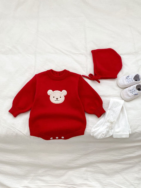 Baby Schlafanzug - Unisex mit Teddybär Design und lange Ärmel