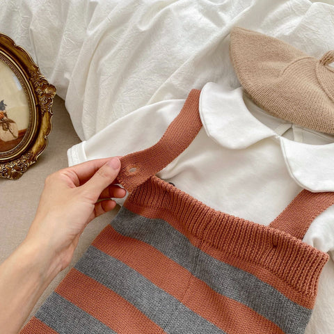 Herbst Neugeborenen Gestreiften Overalls Combo Blusen und Hosen Sets