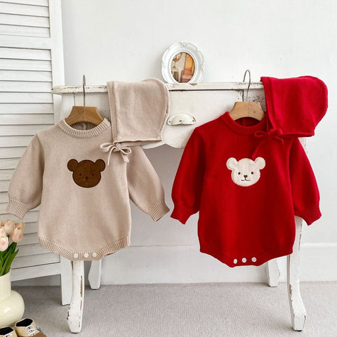 Baby Schlafanzug - Unisex mit Teddybär Design und lange Ärmel