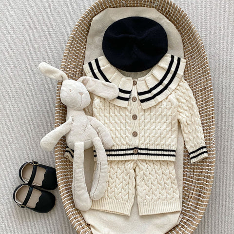 Hochwertige handgefertigte Kleid Sets für Babys Khaki - Schwarz