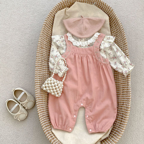 Herbst Neugeborenen Gestreiften Overalls Combo Blusen und Hosen Sets Pink