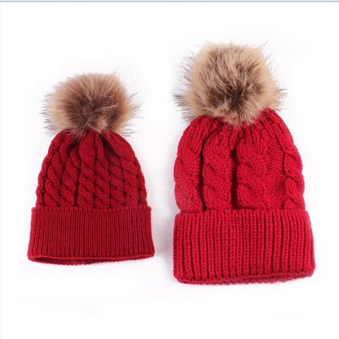 Wintermütze für Mutter und Baby